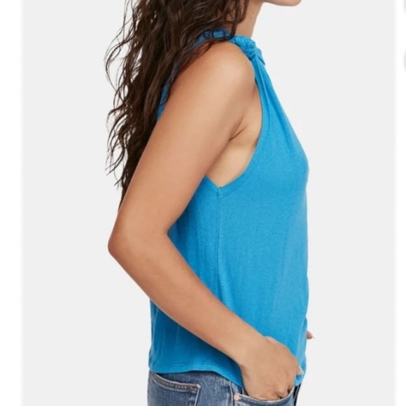 We The Free tank top. High neck strap + twist knot straps. Blue. Size L. NWOT. - Picture 3 of 5